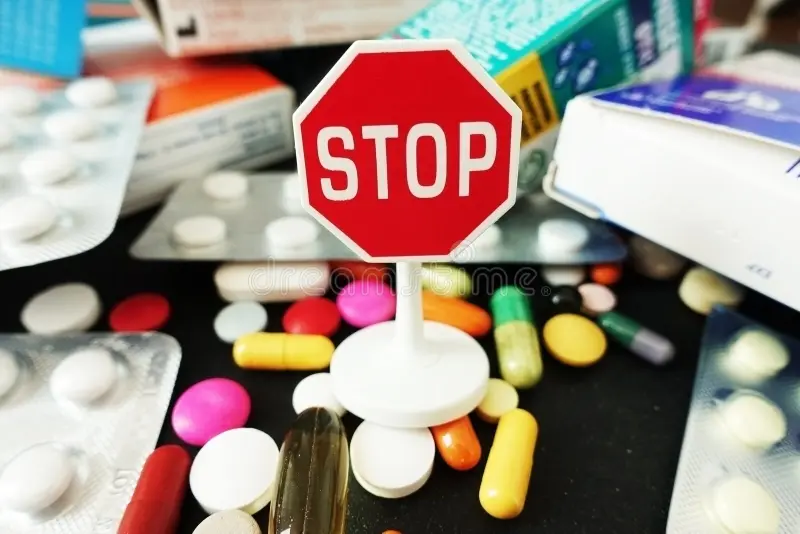 stop-antibiotics-medication-excess-colorful-pharmaceutical-drugs-stop-sign-top-stop-antibiotics-medication-118683046